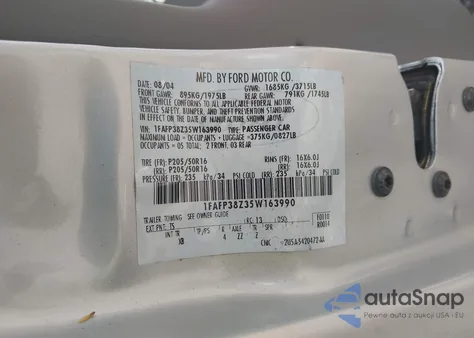 2003 Ford Focus Zts из США, поврежденный, VIN 1FAFP383X3W301954